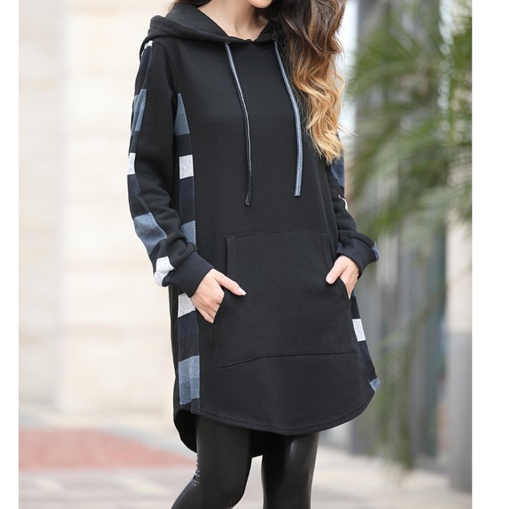 PLUS BLACK & GREY SUPER SOFT Side Striped Hoody